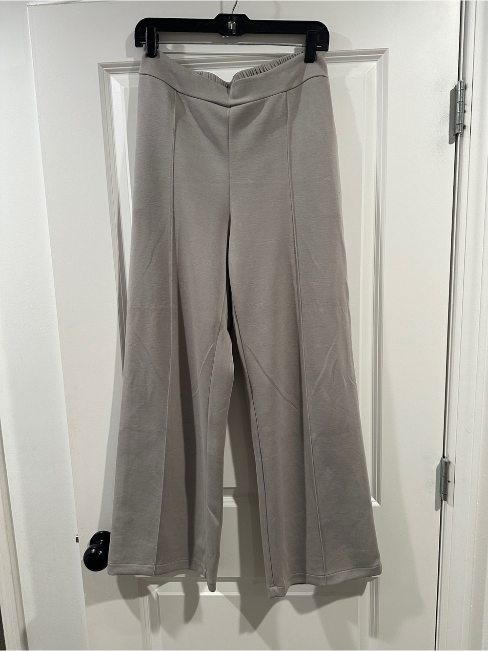 High-Rise Wide-Leg Pants in Light Taupe